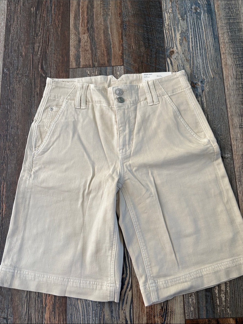 American Eagle Outfitters Cream Twill Shorts - Double Button Waist